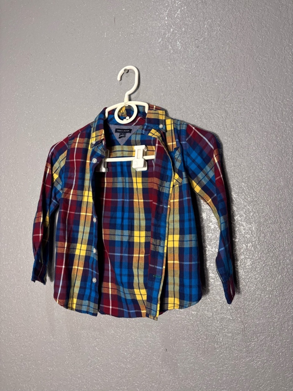 Plaid Button-Up Shirt for Kids - Blue, Yellow & Red